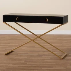 Madan Wood And Metal 2 Drawer Console Table Black/Gold - Baxton Studio -Outlet Baxton Studio Store GUEST 354d8ce2 e279 440f 9d17 0f3d026d6d4f