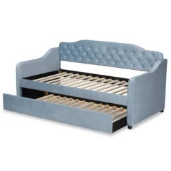 Twin Freda Velvet Tufted Daybed With Trundle Light Blue - Baxton Studio -Outlet Baxton Studio Store GUEST 35855529 5037 41eb 9033 117787b662ba