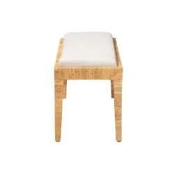 Sofia Rattan And Mahogany Wood Bench White/Natural Brown - Baxton Studio -Outlet Baxton Studio Store GUEST 35a959f7 d2d6 41e1 abac f2544de8c0b3