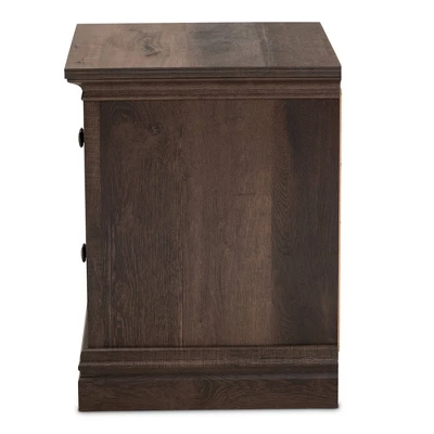 Nolan 2 Drawer Wood Nightstand Brown/Black - Baxton Studio 3 Nolan 2 Drawer Wood Nightstand Brown/Black - Baxton Studio - Image 3