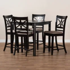 5pc Chandler Pub Dining Set Sand/Espresso - Baxton Studio -Outlet Baxton Studio Store GUEST 3698ef7a 2d03 4746 befd 8d38bc2b9cd1