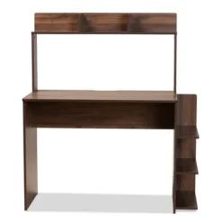Garnet Wood Desk With Shelves Walnut/Brown - Baxton Studio