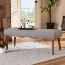 Odessa Mid-Century Modern Fabric Upholstered Wood Dining Bench Walnut/Brown - Baxton Studio 8 Odessa Mid-Century Modern Fabric Upholstered Wood Dining Bench Walnut/Brown - Baxton Studio -Outlet Baxton Studio Store GUEST 372e0e67 2952 4624 82d2 5208c9b843d8