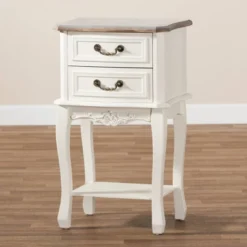 Amalie 2 Drawer Wood Nightstand White/Oak - Baxton Studio -Outlet Baxton Studio Store GUEST 37a6acad 7947 4b9d 94a2 890afd56d6df