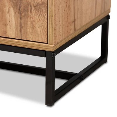 Reid Wood & Metal 3 Drawer Sideboard Buffet Oak/Black - Baxton Studio 5 Reid Wood & Metal 3 Drawer Sideboard Buffet Oak/Black - Baxton Studio - Image 5