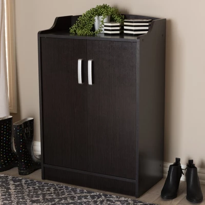 Verdell Modern And Contemporary Finished Shoe Cabinet Dark Brown - Baxton Studio 6 Verdell Modern And Contemporary Finished Shoe Cabinet Dark Brown - Baxton Studio - Image 6