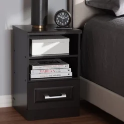 Odelia Modern And Contemporary Finished 1 Drawer Nightstand Dark Brown - Baxton Studio -Outlet Baxton Studio Store GUEST 387113aa ffb1 4bce a19b e4c14db7af84