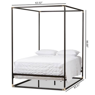 Queen Eva Vintage Industrial Finished Metal Canopy Bed Black - Baxton Studio 4 Queen Eva Vintage Industrial Finished Metal Canopy Bed Black - Baxton Studio - Image 4