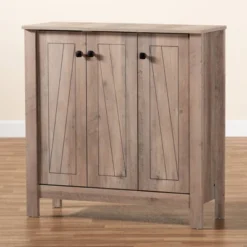 Derek Finished Wood 3 Door Shoe Cabinet Oak - Baxton Studio 15 Derek Finished Wood 3 Door Shoe Cabinet Oak - Baxton Studio -Outlet Baxton Studio Store GUEST 38c9b77e 81f2 405e a18b cec5f65cc46b