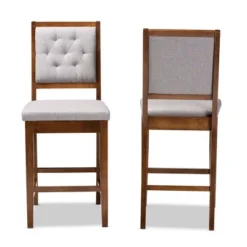 2pc Gideon Fabric Upholstered And Wood Counter Height Barstool Set - Baxton Studio