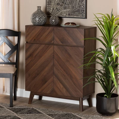 Hartman Wood Shoe Cabinet Walnut Brown - Baxton Studio 9 Hartman Wood Shoe Cabinet Walnut Brown - Baxton Studio - Image 9