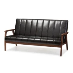 Nikko Mid-Century Modern Scandinavian Style Faux Leather Wooden 3 Seater Sofa - Baxton Studio -Outlet Baxton Studio Store GUEST 39745624 d185 477c b2a9 9f09916d88a0