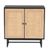 Declan Wood And Natural Rattan 2 Door Storage Cabinet Espresso Brown/Black - Baxton Studio