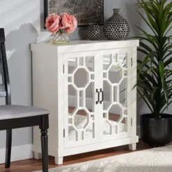 Carlena Wood And Mirrored Glass 2 Door Sideboard White - Baxton Studio -Outlet Baxton Studio Store GUEST 3a89d973 94bf 4c20 b40d 7a6ed0ffa193