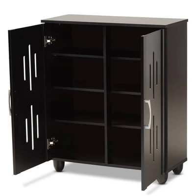 Renley Espresso Wood 2 Door Shoe Storage Cabinet Brown - Baxton Studio 1 Renley Espresso Wood 2 Door Shoe Storage Cabinet Brown - Baxton Studio