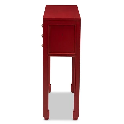 Melodie 6 Drawer Console Table Red - Baxton Studio 2 Melodie 6 Drawer Console Table Red - Baxton Studio - Image 2