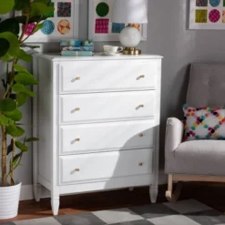 4 Drawer Naomi Wood Bedroom Chest White/Gold - Baxton Studio -Outlet Baxton Studio Store GUEST 3bd7daa3 4287 4747 8425 1befae4ba6be