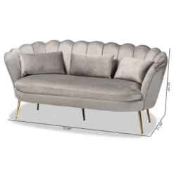 Genia Velvet Fabric Upholstered And Metal Sofa Gray/Gold - Baxton Studio -Outlet Baxton Studio Store GUEST 3c2d3cc0 14f3 44f4 a04f f62e34753e2c