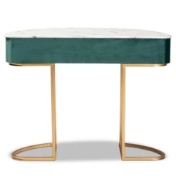 1 Drawer Beale Velvet Upholstered And Brushed Console Table Green/Gold - Baxton Studio -Outlet Baxton Studio Store GUEST 3cc11785 f9c4 44d0 8f98 100c99fb5286