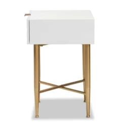 Marcin Wood And Metal 1 Drawer Nightstand White/Gold - Baxton Studio -Outlet Baxton Studio Store GUEST 3cda5b2e 952e 4152 8276 9101b518bd2d