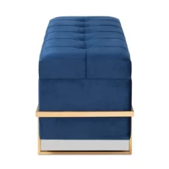 Parker Velvet Upholstered And Metal Storage Ottoman Blue/Gold - Baxton Studio -Outlet Baxton Studio Store GUEST 3cf8f5f6 9963 4f94 b613 38d94f4a5860