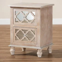 Celia Wood And Mirror 2 Drawer Quatrefoil Nightstand Natural - Baxton Studio -Outlet Baxton Studio Store GUEST 3d1570fb 2fe4 4887 a76a a32ee45b4098