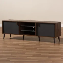 Samuel Finished TV Stand For TVs Up To 55" Walnut Brown/Dark Gray - Baxton Studio -Outlet Baxton Studio Store GUEST 3d273907 7118 4d38 8734 382e4b6a5cce