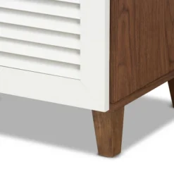 Coolidge 11 Shelf Wood Shoe Cabinet With Drawer White/Walnut - Baxton Studio -Outlet Baxton Studio Store GUEST 3d2cd35c d84a 41f7 86bf 7848ebe2a276