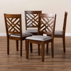 Set Of 4 Caron Fabric Upholstered Wood Dining Chair Set Gray/Walnut - Baxton Studio -Outlet Baxton Studio Store GUEST 3d74fa69 0803 4f8e bff0 d9490fab95ba