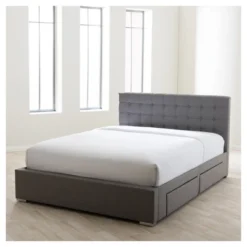 King Rene Modern And Contemporary Fabric 4-Drawer Storage Platform Bed Gray - Baxton Studio -Outlet Baxton Studio Store GUEST 3dc90af4 c474 4ffd b1dd 9d1a6dc0abc5