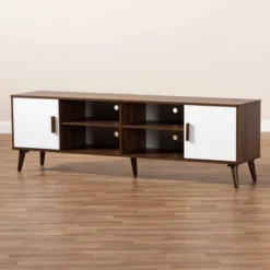 Quinn 2 Door Wood TV Stand For TVs Up To 75" Walnut/White - Baxton Studio -Outlet Baxton Studio Store GUEST 3deba8a2 e3a6 440d a19a 02cc3996fddc