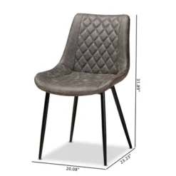Set Of 2 Loire Faux Leather Upholstered Dining Chair Gray/Black - Baxton Studio -Outlet Baxton Studio Store GUEST 3e2d723d 30ea 46a5 8538 0cc664e7e1e9