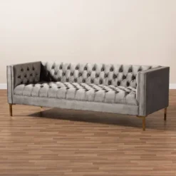 Zanetta Velvet Finished Sofa Gray - Baxton Studio -Outlet Baxton Studio Store GUEST 3e4e4eab 6628 4808 adbc 9567e9a13e64