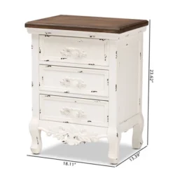 Levron And Antique Wood 3 Drawer Nightstand Walnut Brown/Antique White - Baxton Studio -Outlet Baxton Studio Store GUEST 3e5f2173 ac4e 4ad2 8d1b 5fe42a1a3a81