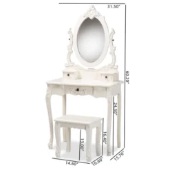 2pc Macsen Wood Vanity Set With Adjustable Mirror White - Baxton Studio -Outlet Baxton Studio Store GUEST 3e81f0ef 9af5 43af aa52 068773e52920