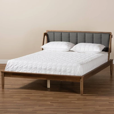 Helsa Mid-Century Modern Platform Bed Walnut/Brown/Gray - Baxton Studio 6 Helsa Mid-Century Modern Platform Bed Walnut/Brown/Gray - Baxton Studio - Image 6