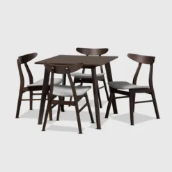 5pc Britte Fabric Upholstered Wood Dining Set - Baxton Studio -Outlet Baxton Studio Store GUEST 3f569002 a20e 4beb 9625 f4bccc27c5b2