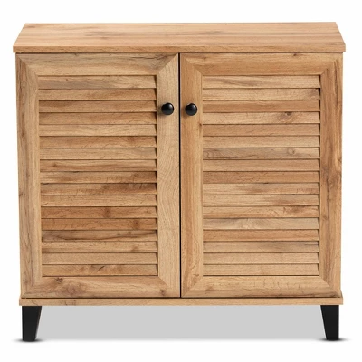 Coolidge Wood 2 Door Storage Cabinet Oak Brown - Baxton Studio 2 Coolidge Wood 2 Door Storage Cabinet Oak Brown - Baxton Studio - Image 2