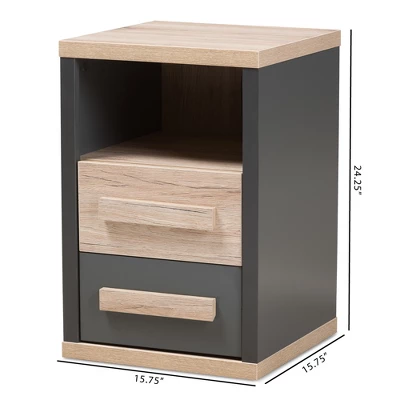 Pandora Modern And Contemporary Two-Tone 2 Drawer Nightstand Dark Gray - Baxton Studio 9 Pandora Modern And Contemporary Two-Tone 2 Drawer Nightstand Dark Gray - Baxton Studio - Image 9