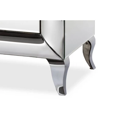 3 Drawer Pauline Contemporary Glam And Luxe Mirrored Nightstand White - Baxton Studio 5 3 Drawer Pauline Contemporary Glam And Luxe Mirrored Nightstand White - Baxton Studio - Image 5