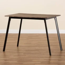 Calder Wood And Metal Dining Table Walnut Brown/Black - Baxton Studio -Outlet Baxton Studio Store GUEST 40333ceb 1372 4c68 800c 12d2c32087e3