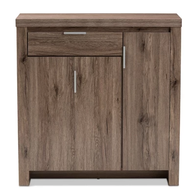 Laverne Modern And Contemporary Oak Finished Shoe Cabinet Brown - Baxton Studio 2 Laverne Modern And Contemporary Oak Finished Shoe Cabinet Brown - Baxton Studio - Image 2