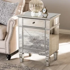 Claudia Hollywood Regency Glamour Style Mirrored Nightstand - Baxton Studio -Outlet Baxton Studio Store GUEST 4111eccb 4cb9 4c47 8dc1 d6cc6bdc3772