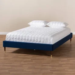 Full Volden Velvet Wood Platform Bed Frame Blue - Baxton Studio -Outlet Baxton Studio Store GUEST 412ca2e6 9431 49d3 a2ca 7bd9cffaa356