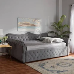 Abbie Velvet Fabric Upholstered Crystal Tufted Daybed - Baxton Studio -Outlet Baxton Studio Store GUEST 416a856b 1c6d 4a0b acdb a6cfaf393ef6