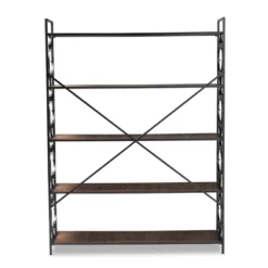 65" 5 Shelf Mirna Iron & Natural Oak Wood Quatrefoil Accent Bookshelf Brown/Black - Baxton Studio 11 65" 5 Shelf Mirna Iron & Natural Oak Wood Quatrefoil Accent Bookshelf Brown/Black - Baxton Studio -Outlet Baxton Studio Store GUEST 4185e587 b4fc 41df 81b4 2e7618e8f74a