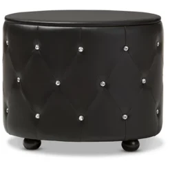 Davina Hollywood Glamour Style Oval 2 - Drawer Faux Leather Upholstered Nightstand - Baxton Studio -Outlet Baxton Studio Store GUEST 4230e6b3 7280 46cb 853c 834580ffa227