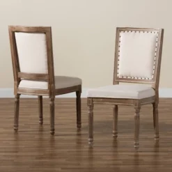 Set Of 2 Louane Fabric Upholstered And Wood Dining Chairs - Baxton Studio -Outlet Baxton Studio Store GUEST 42cd93d2 fefa 40ba 8fb6 458712f690ce