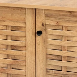 Winda Wood 3 Door Shoe Cabinet Oak Brown/Black - Baxton Studio -Outlet Baxton Studio Store GUEST 4302eab3 a99b 467a a0cd 7af0ac83cae1