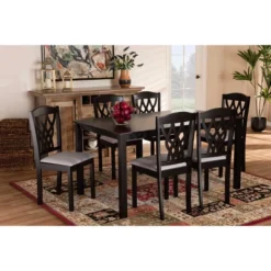 7pc Salem Fabric Upholstered And Wood Dining Set - Baxton Studio -Outlet Baxton Studio Store GUEST 434be4ba b1e8 49b7 8b2c 430efcd62d84